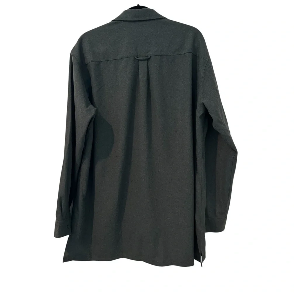 Y-3 Adidas Utilitarian Charcoal Gray Green Button-Up flannel Shirt Jacket